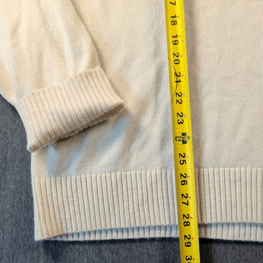 J. Crew Womens Ivory Crew Neck Chunky Wool Knit Sweater XXL Preppy Fisherman EUC - Picture 5 of 9